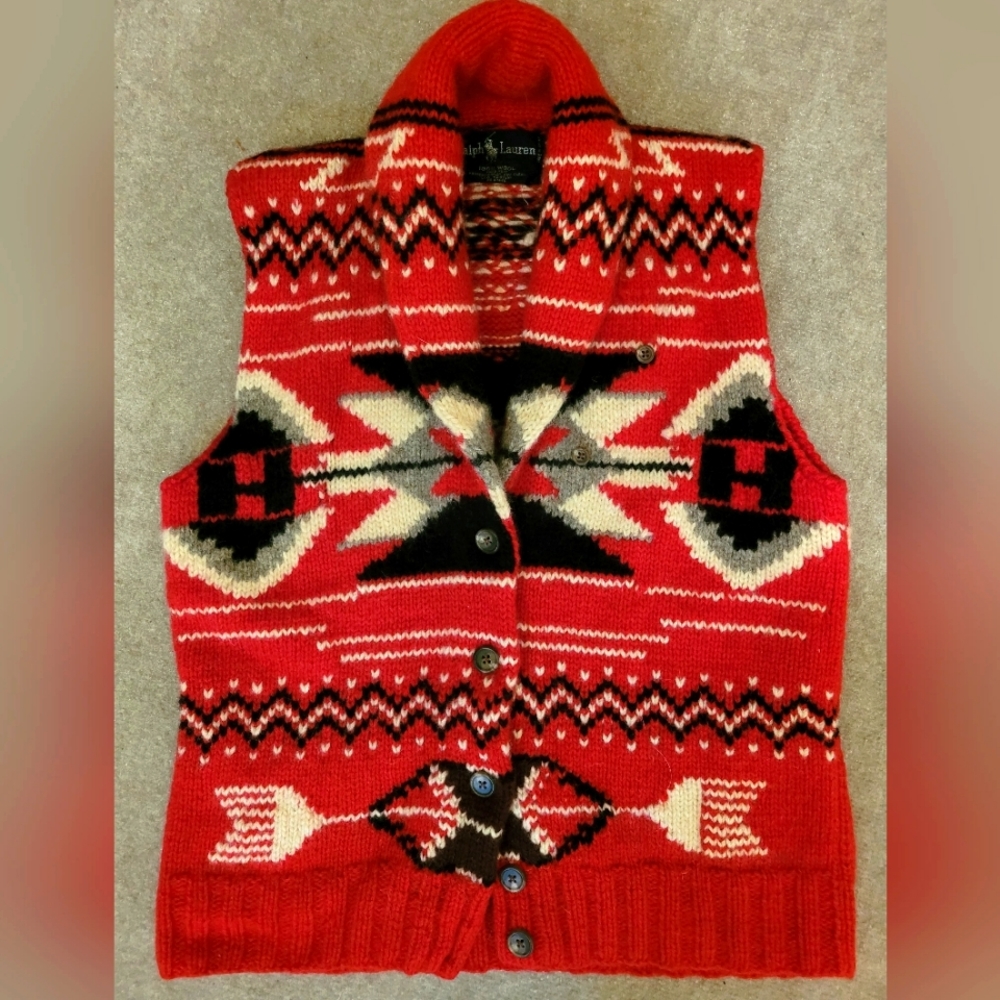 Vintage, Ralph Lauren, hand knit, 100% wool vest